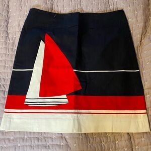 Talbots Red and Navy Sailboat Mini Skirt